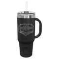 Personalized laser engraved Polar Camel 40oz Travel Mug with Straw in Black, custom name gift