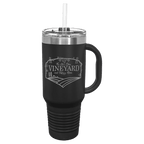 Personalized laser engraved Polar Camel 40oz Travel Mug with Straw in Black, custom name gift