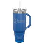Personalized laser engraved Polar Camel 40oz Travel Mug with Straw in Royal Blue, custom name gift