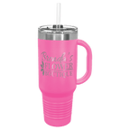 Personalized laser engraved Polar Camel 40oz Travel Mug with Straw in Pink, custom name gift