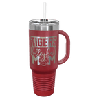Personalized laser engraved Polar Camel 40oz Travel Mug with Straw in Maroon, custom name gift
