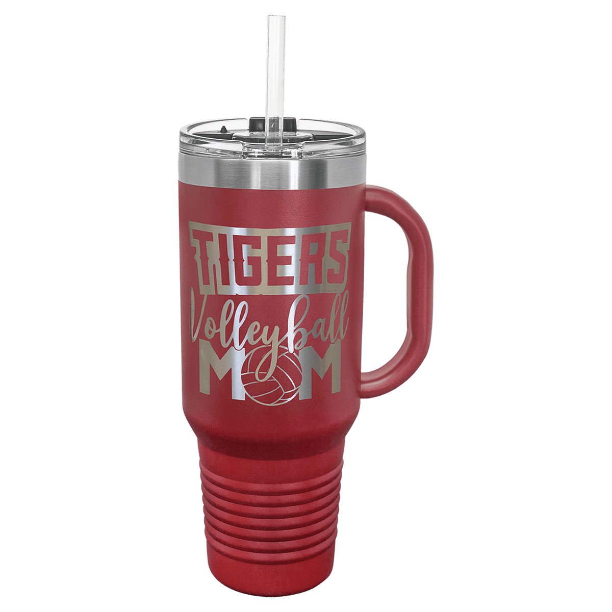 Personalized laser engraved Polar Camel 40oz Travel Mug with Straw in Maroon, custom name gift