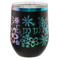 Personalized laser engraved Polar Camel 12oz Wine Tumbler in Black/ Prism, custom name gift