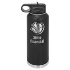 Personalized laser engraved Polar Camel 40oz Water Bottle in Black, custom name gift