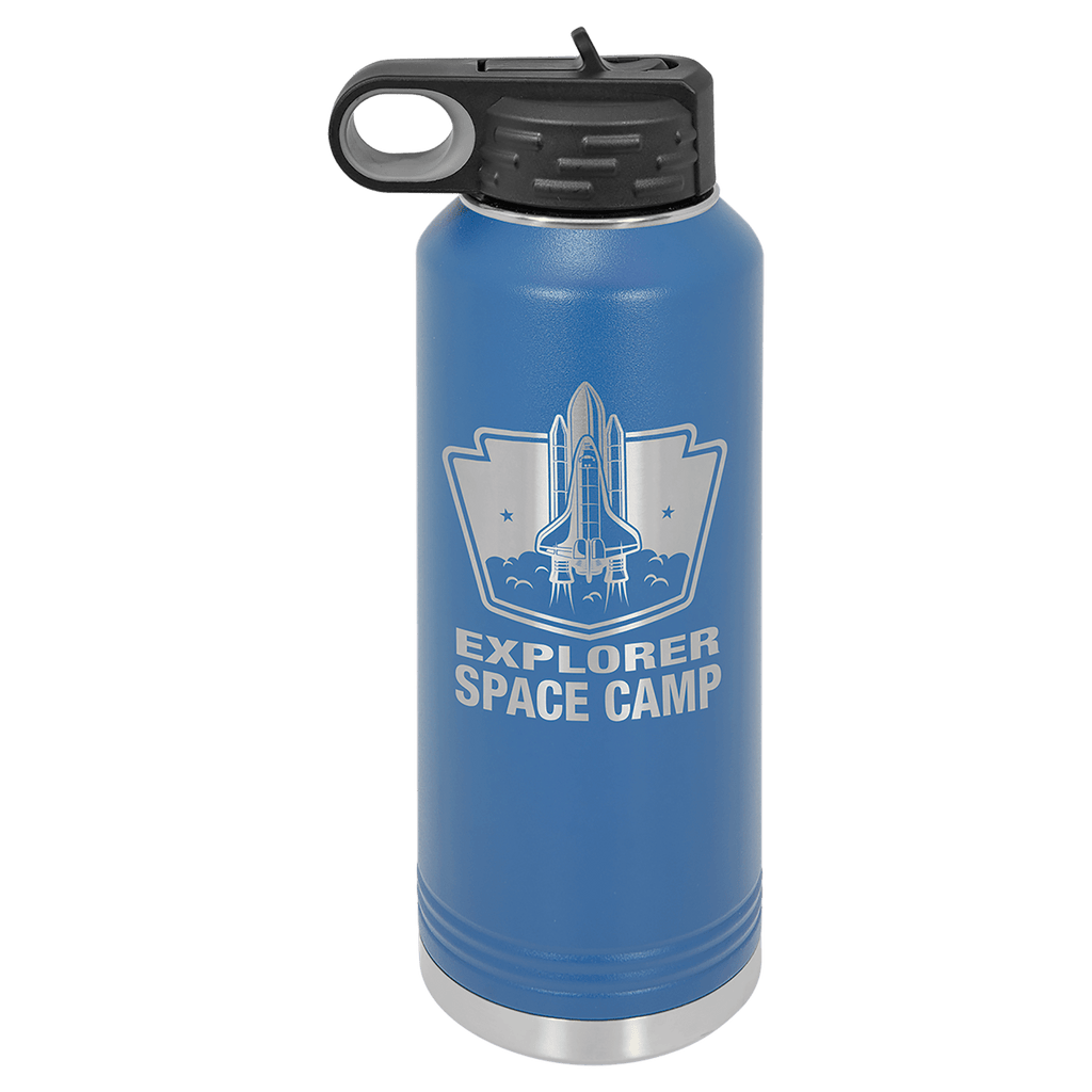 Personalized laser engraved Polar Camel 40oz Water Bottle in Royal Blue, custom name gift