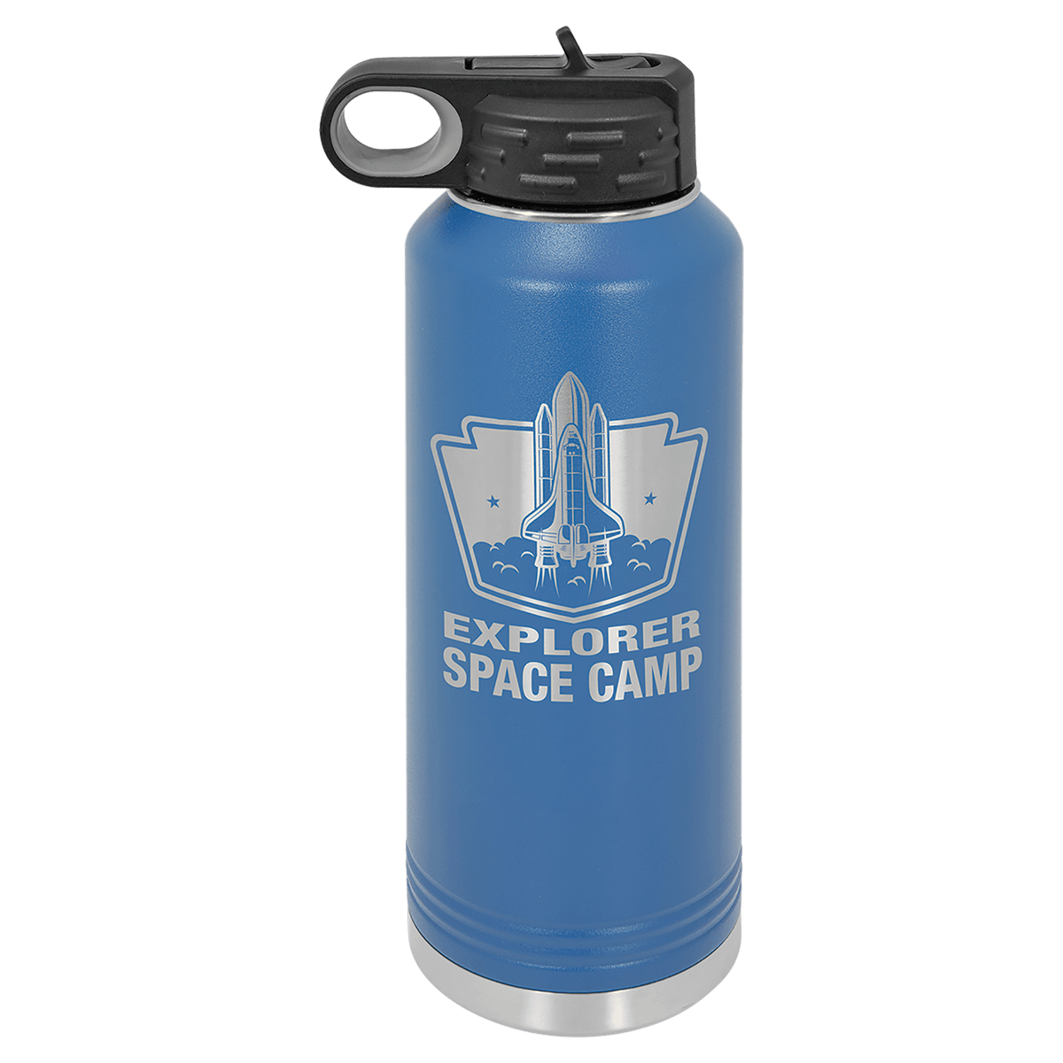 Personalized laser engraved Polar Camel 40oz Water Bottle in Royal Blue, custom name gift