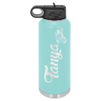 Personalized laser engraved Polar Camel 40oz Water Bottle in teal, custom name gift