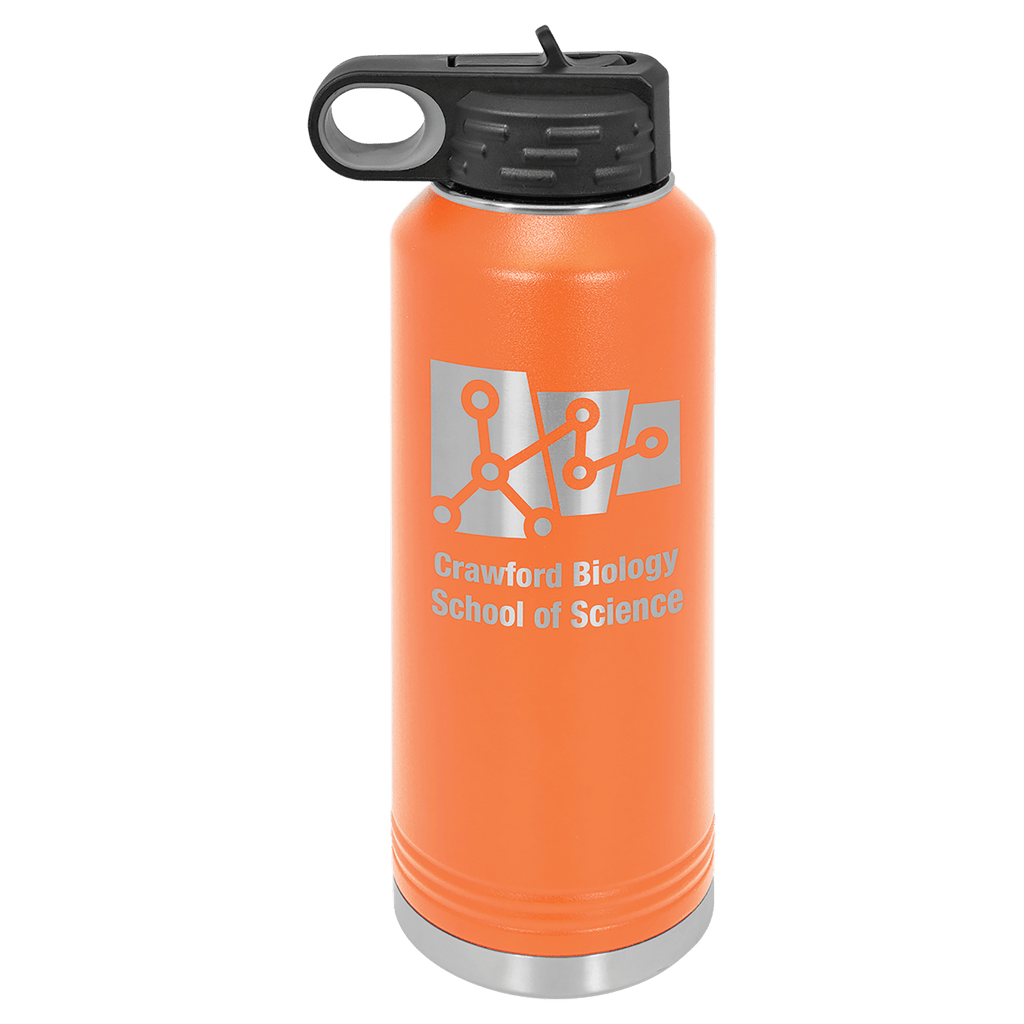 Personalized laser engraved Polar Camel 40oz Water Bottle in Orange, custom name gift