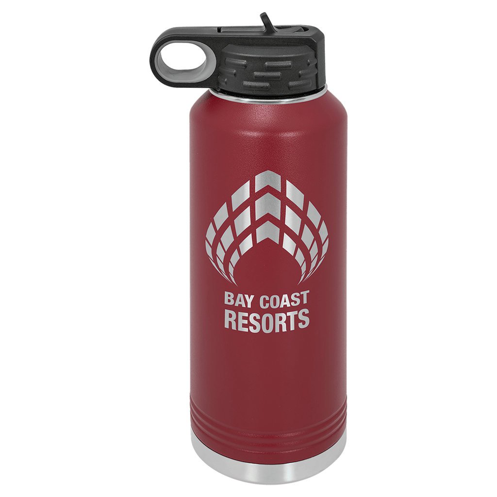 Personalized laser engraved Polar Camel 40oz Water Bottle in Maroon, custom name gift