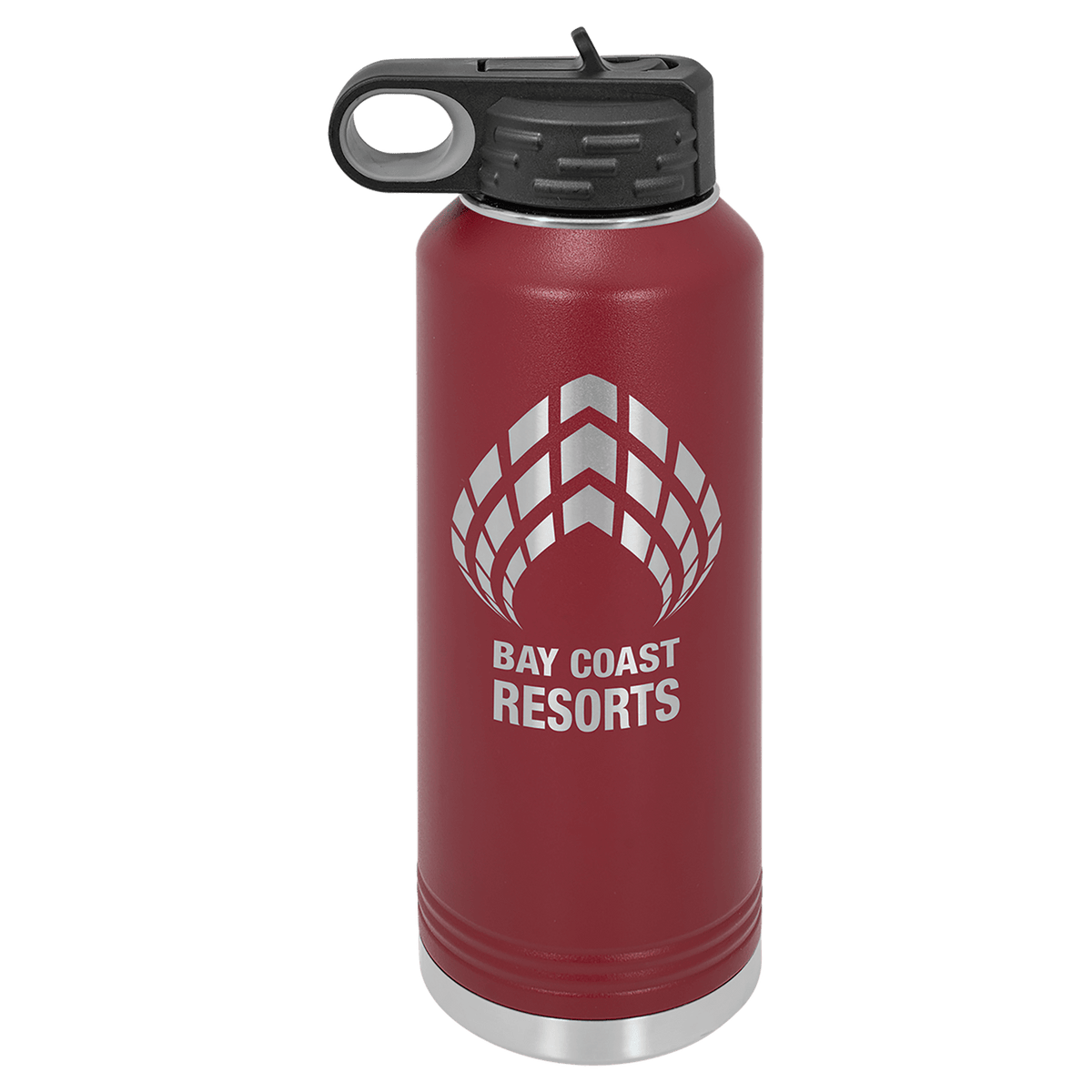 Personalized laser engraved Polar Camel 40oz Water Bottle in Maroon, custom name gift