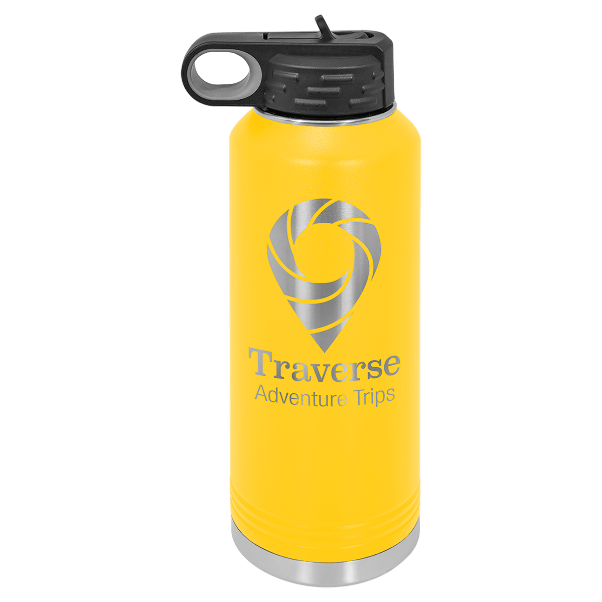 Personalized laser engraved Polar Camel 40oz Water Bottle in Yellow, custom name gift