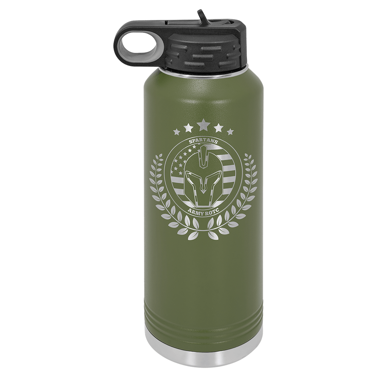 Personalized laser engraved Polar Camel 40oz Water Bottle in Olive Green, custom name gift