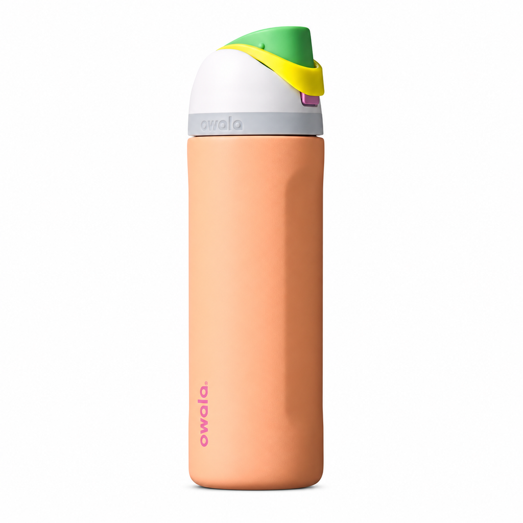 Personalized laser engraved Owala 24oz FreeSip Water Bottle in Peachy Keen, custom name gift