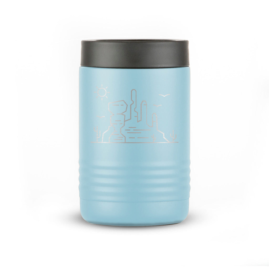 Personalized laser engraved Polar Camel 12oz Can Cooler in Light Blue, custom name gift