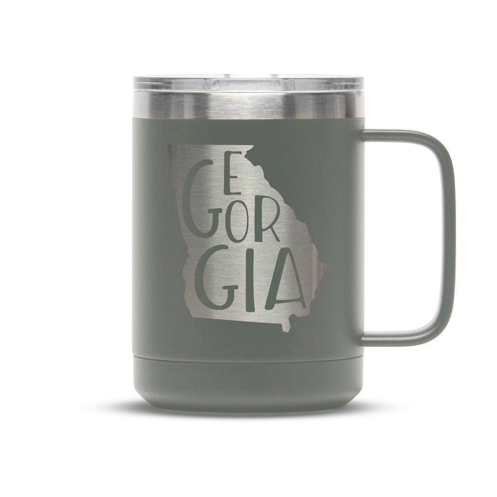 Personalized laser engraved Polar Camel 15oz Coffee Mug in Gray, custom name gift