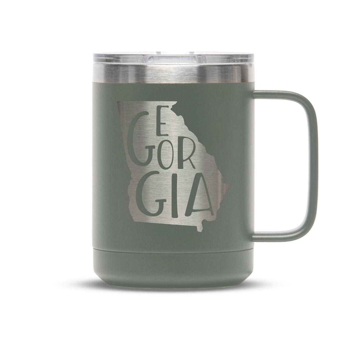 Personalized laser engraved Polar Camel 15oz Coffee Mug in Gray, custom name gift