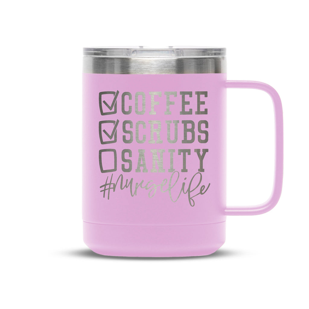 Personalized laser engraved Polar Camel 15oz Coffee Mug in Light Purple, custom name gift