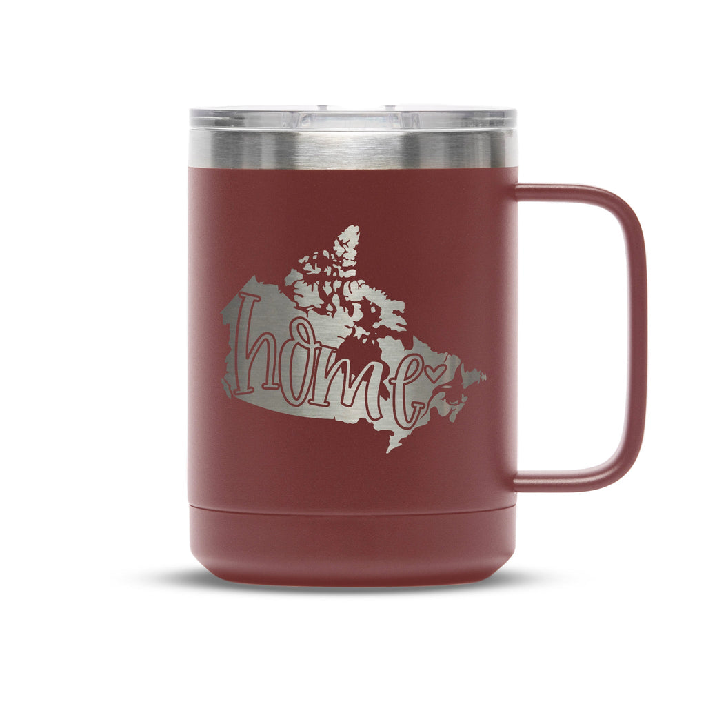 Personalized laser engraved Polar Camel 15oz Coffee Mug in Maroon, custom name gift