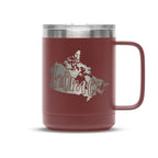 Personalized laser engraved Polar Camel 15oz Coffee Mug in Maroon, custom name gift