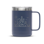 Personalized laser engraved Polar Camel 15oz Coffee Mug in Navy, custom name gift