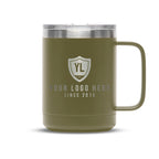 Personalized laser engraved Polar Camel 15oz Coffee Mug in Olive Green, custom name gift