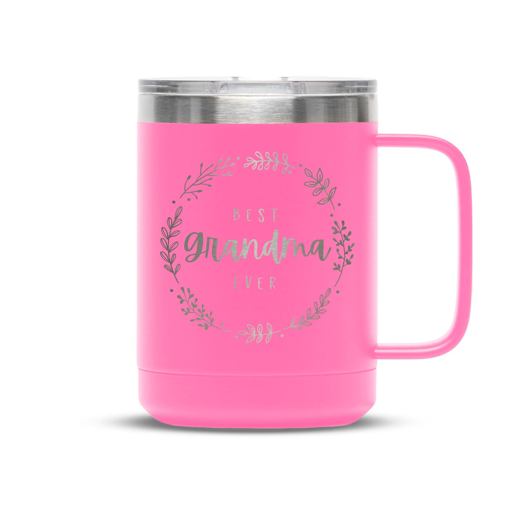 Personalized laser engraved Polar Camel 15oz Coffee Mug in Pink, custom name gift