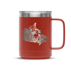 Personalized laser engraved Polar Camel 15oz Coffee Mug in Red, custom name gift