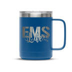 Personalized laser engraved Polar Camel 15oz Coffee Mug in Royal Blue, custom name gift