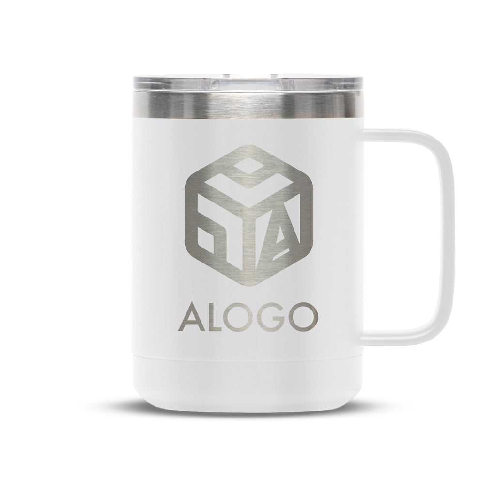 Personalized laser engraved Polar Camel 15oz Coffee Mug in White, custom name gift