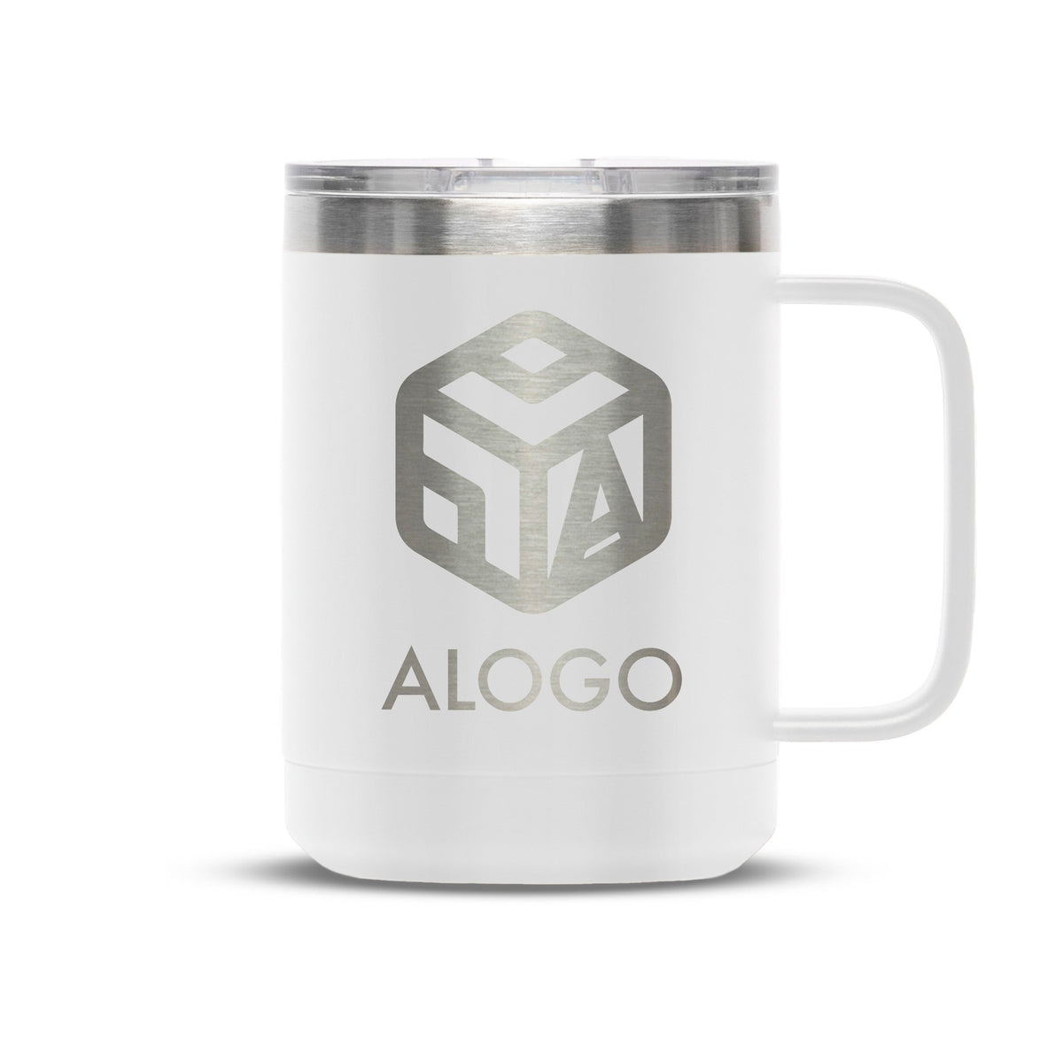Personalized laser engraved Polar Camel 15oz Coffee Mug in White, custom name gift