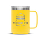 Personalized laser engraved Polar Camel 15oz Coffee Mug in Yellow, custom name gift