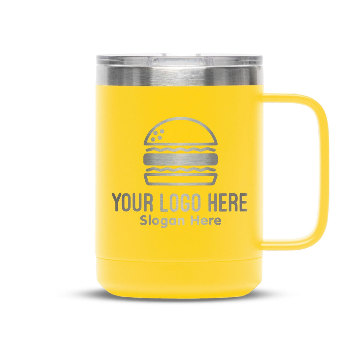 Personalized laser engraved Polar Camel 15oz Coffee Mug in Yellow, custom name gift