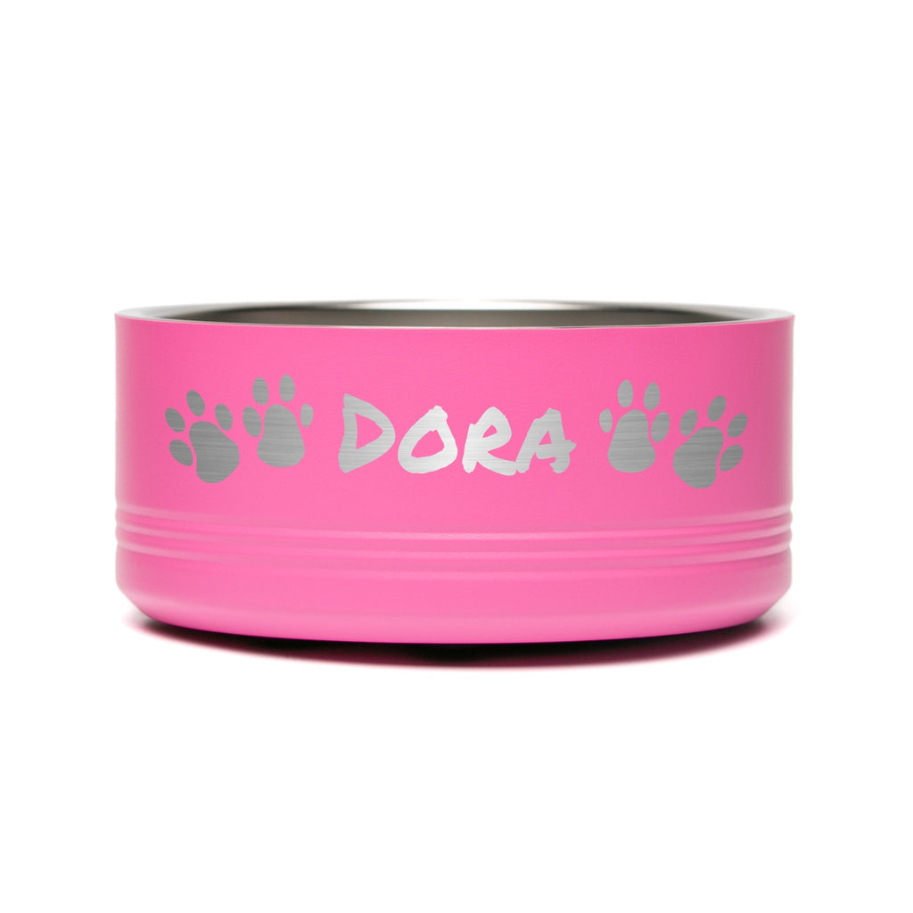 Personalized laser engraved Polar Camel 32oz Dog Bowl in Pink, custom name gift