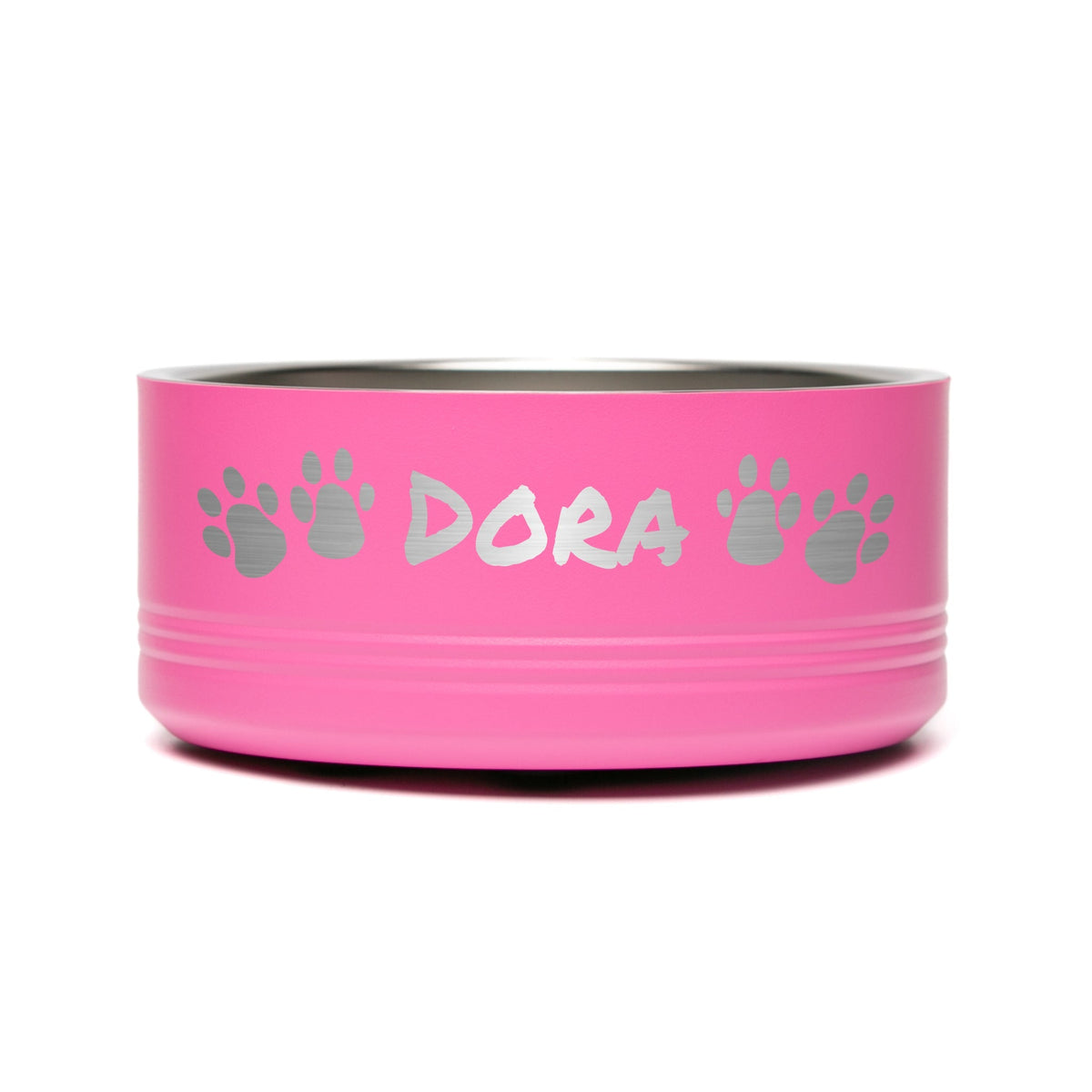 Personalized laser engraved Polar Camel 32oz Dog Bowl in Pink, custom name gift