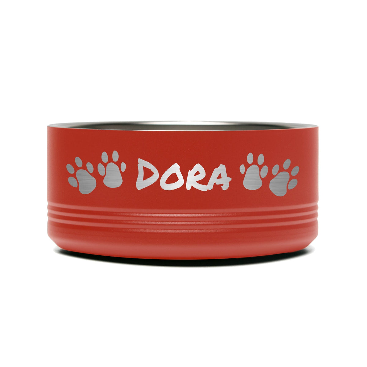 Personalized laser engraved Polar Camel 32oz Dog Bowl in Red, custom name gift