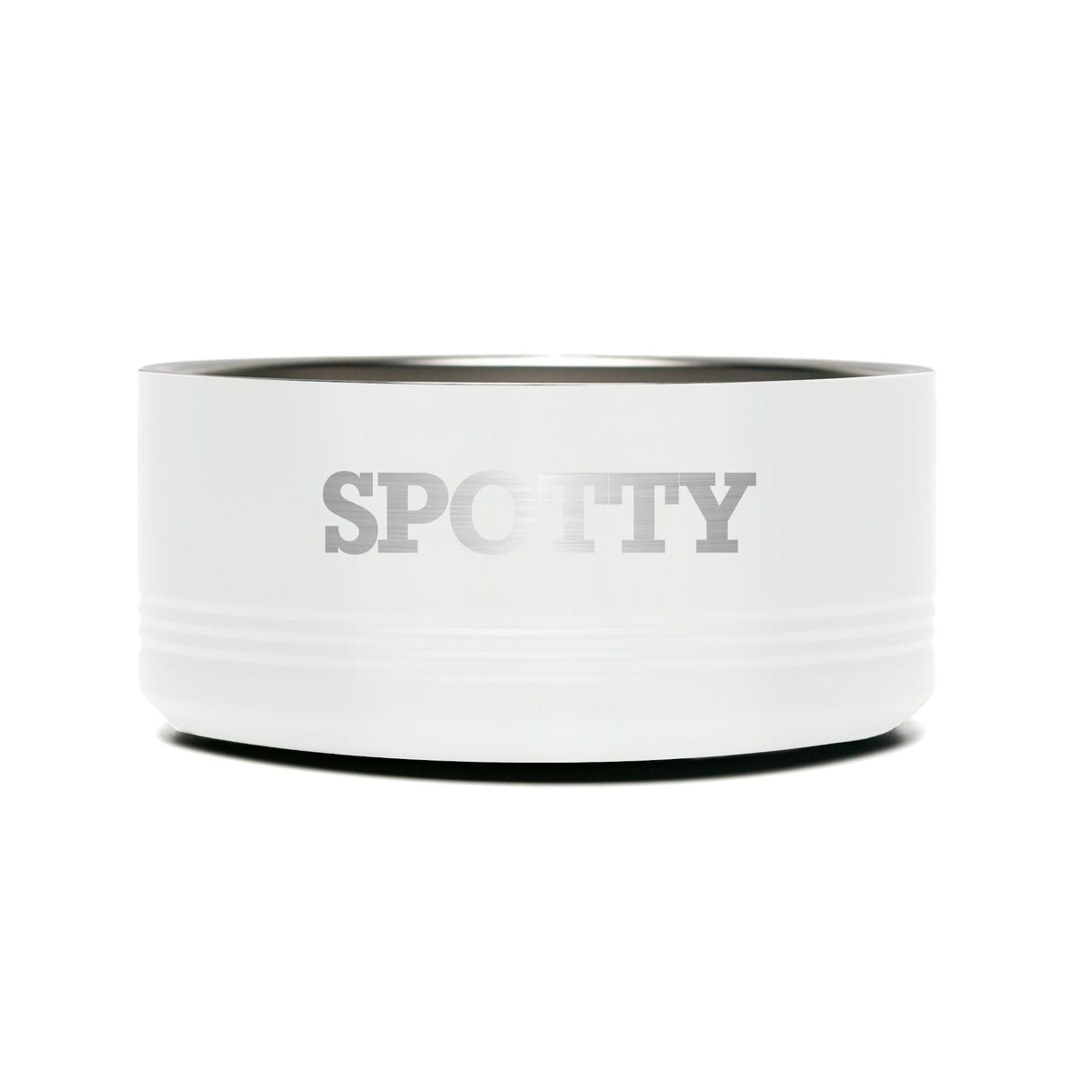 Personalized laser engraved Polar Camel 32oz Dog Bowl in White, custom name gift