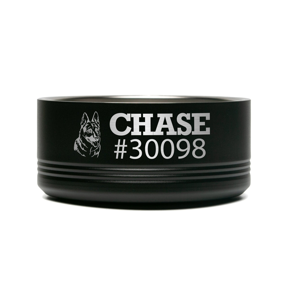 Personalized laser engraved Polar Camel 64oz Dog Bowl in Black, custom name gift