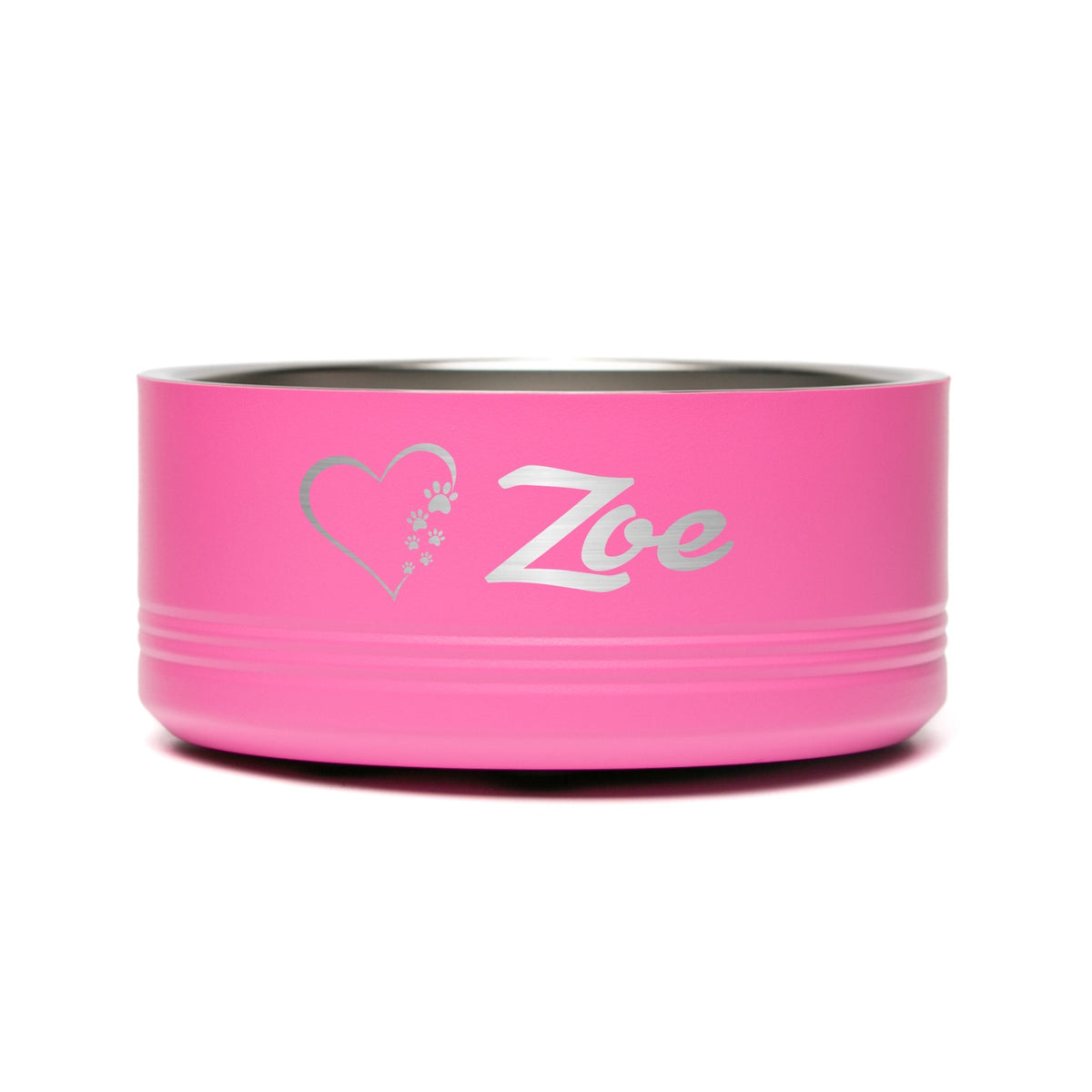 Personalized laser engraved Polar Camel 64oz Dog Bowl in Pink, custom name gift