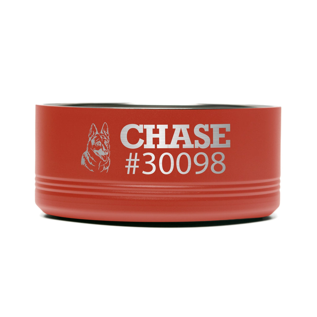 Personalized laser engraved Polar Camel 64oz Dog Bowl in Red, custom name gift