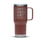 Personalized laser engraved Polar Camel 20oz Travel Mug in Maroon, custom name gift
