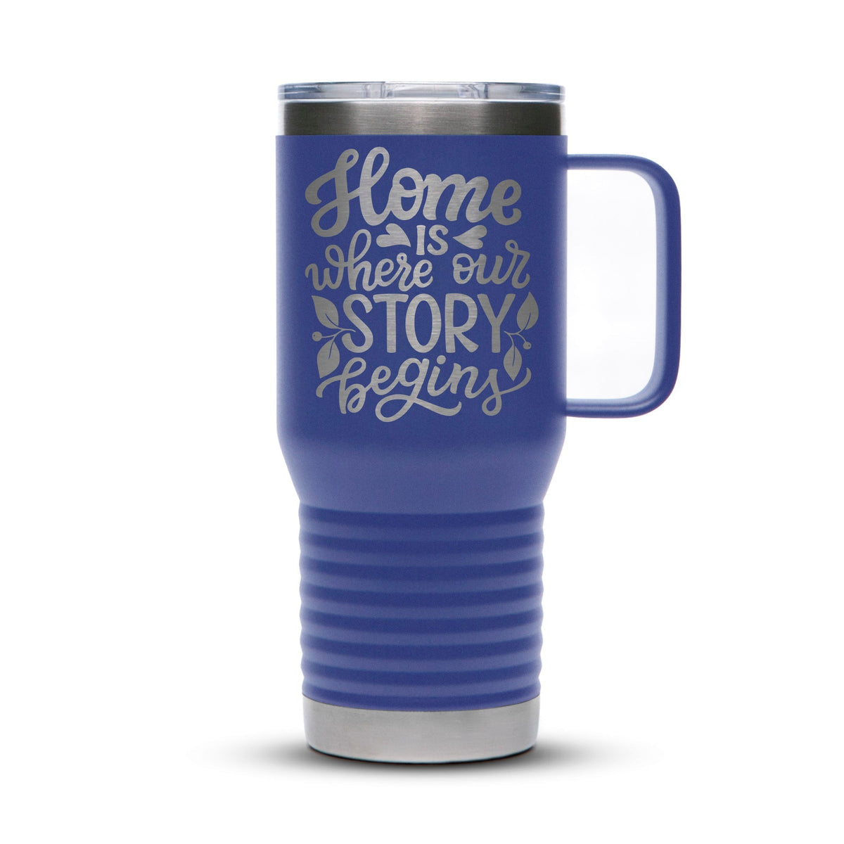 Personalized laser engraved Polar Camel 20oz Travel Mug in Purple, custom name gift