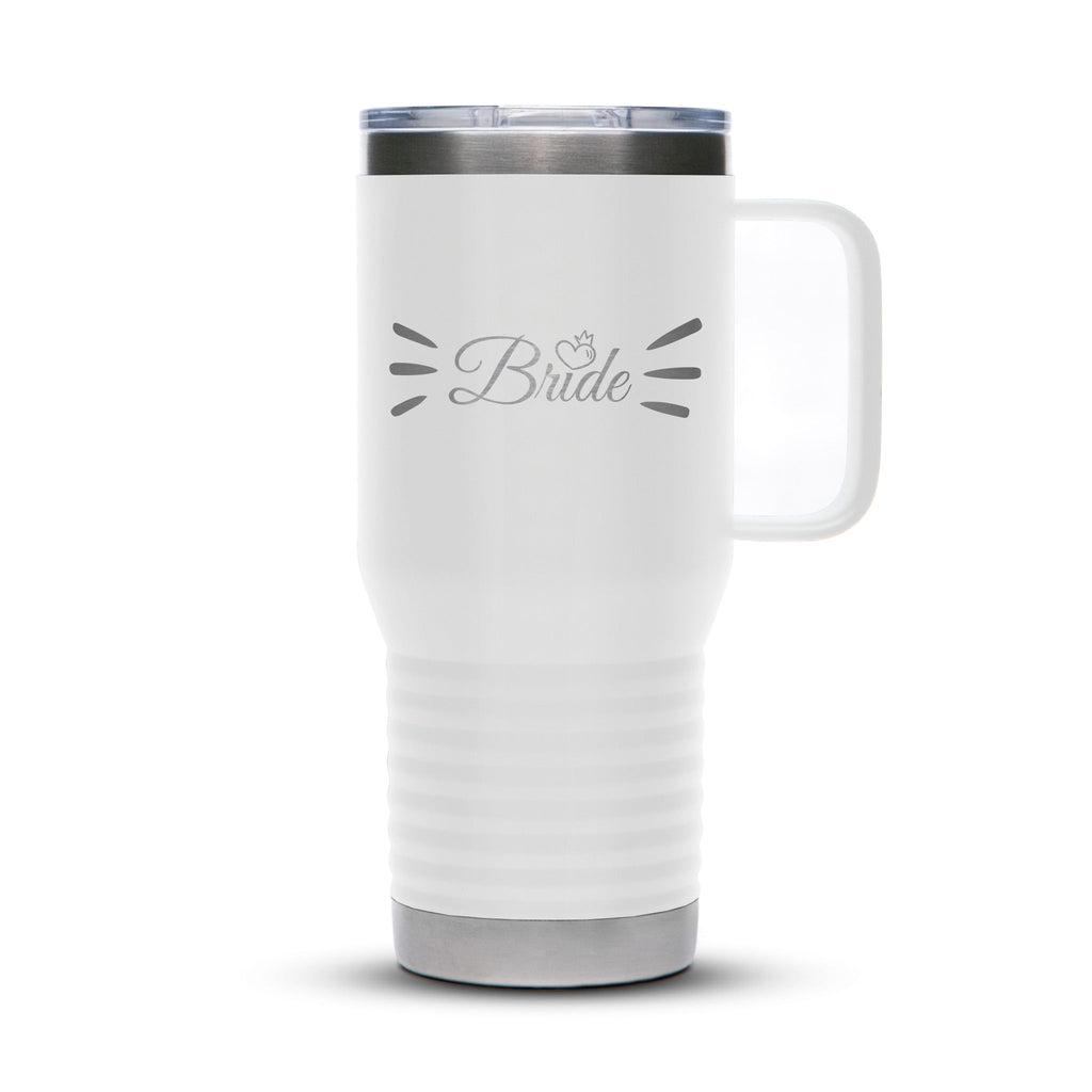 Personalized laser engraved Polar Camel 20oz Travel Mug in White, custom name gift
