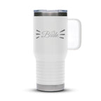 Personalized laser engraved Polar Camel 20oz Travel Mug in White, custom name gift