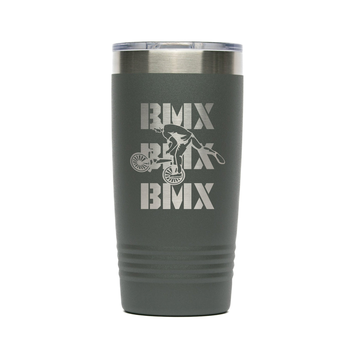 Personalized laser engraved Polar Camel 20oz Tumbler in Dark Gray, custom name gift