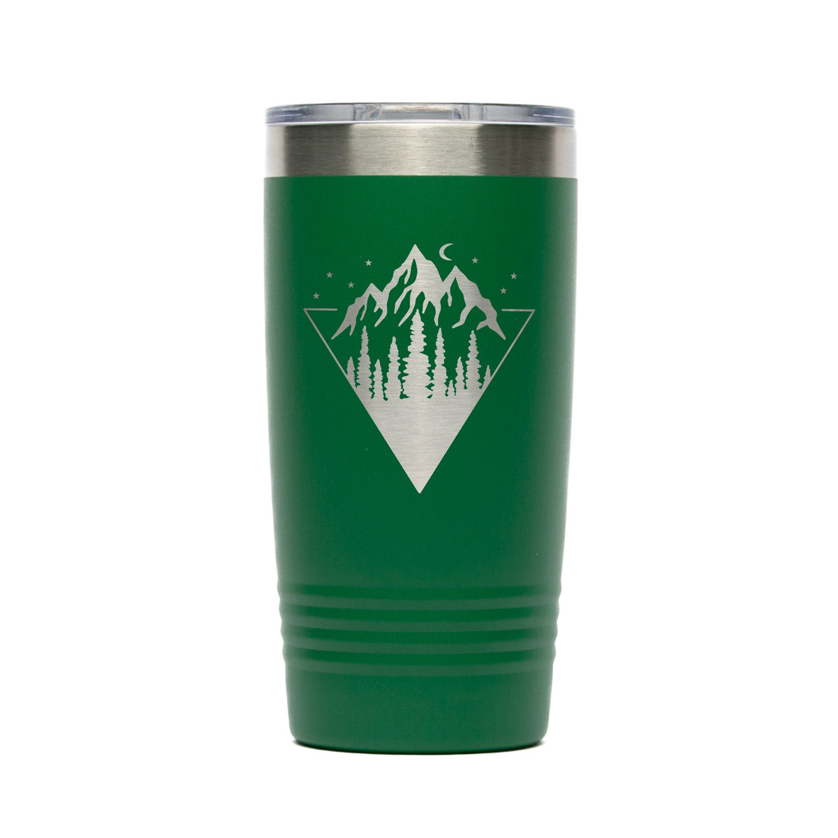 Personalized laser engraved Polar Camel 20oz Tumbler in Green, custom name gift