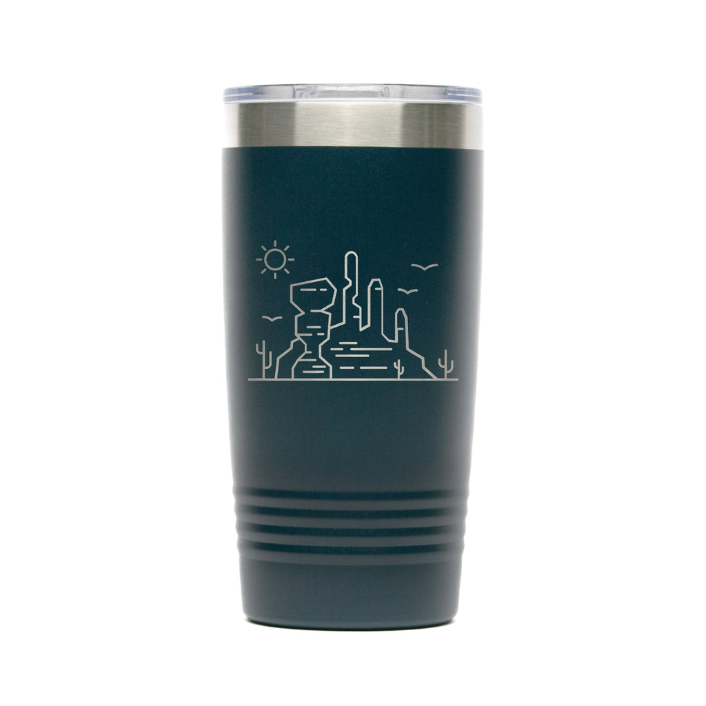 Personalized laser engraved Polar Camel 20oz Tumbler in Navy, custom name gift