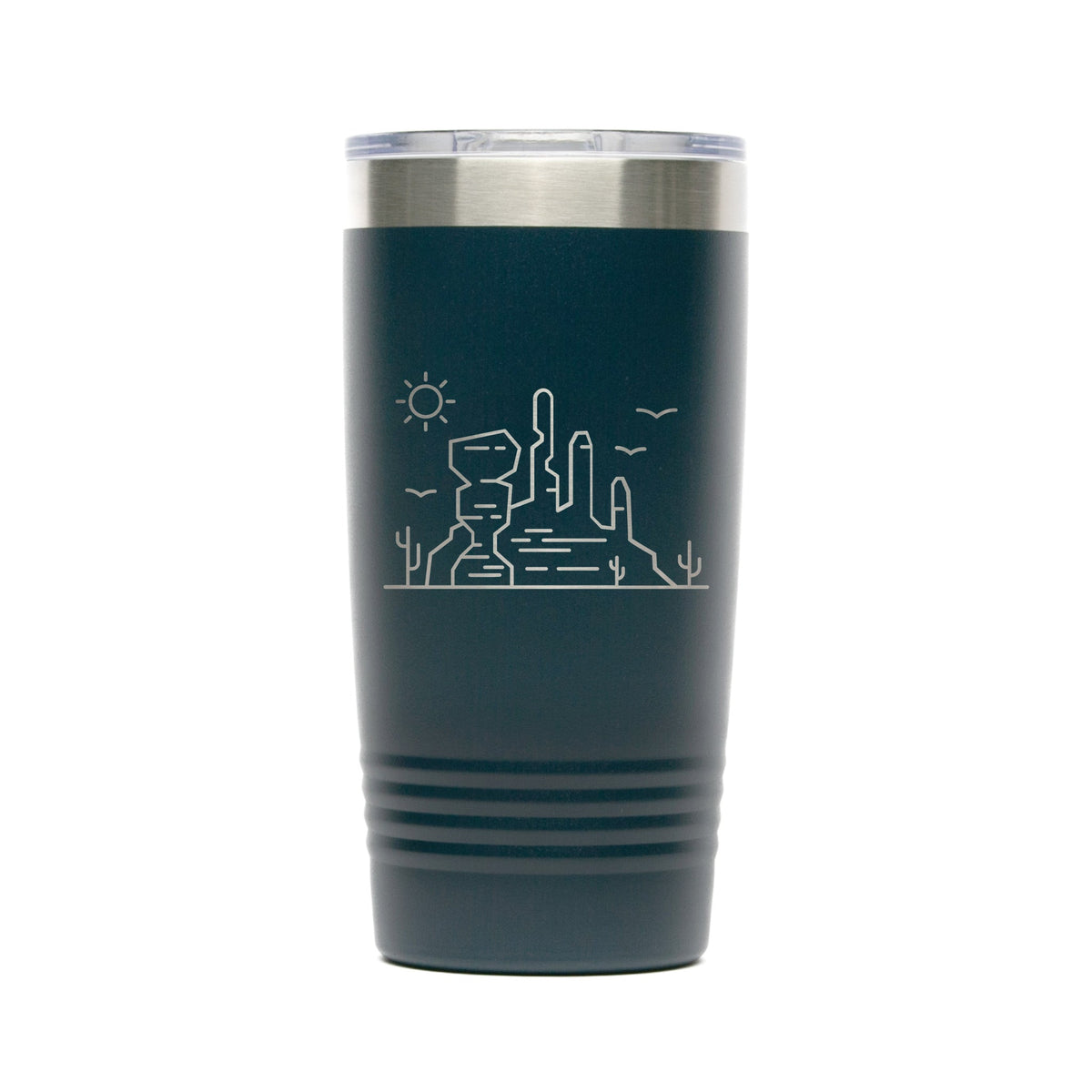 Personalized laser engraved Polar Camel 20oz Tumbler in Navy, custom name gift