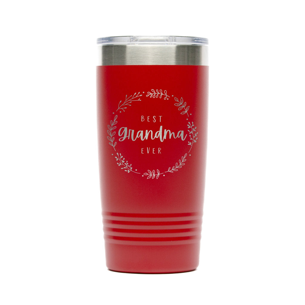 Personalized laser engraved Polar Camel 20oz Tumbler in Red, custom name gift