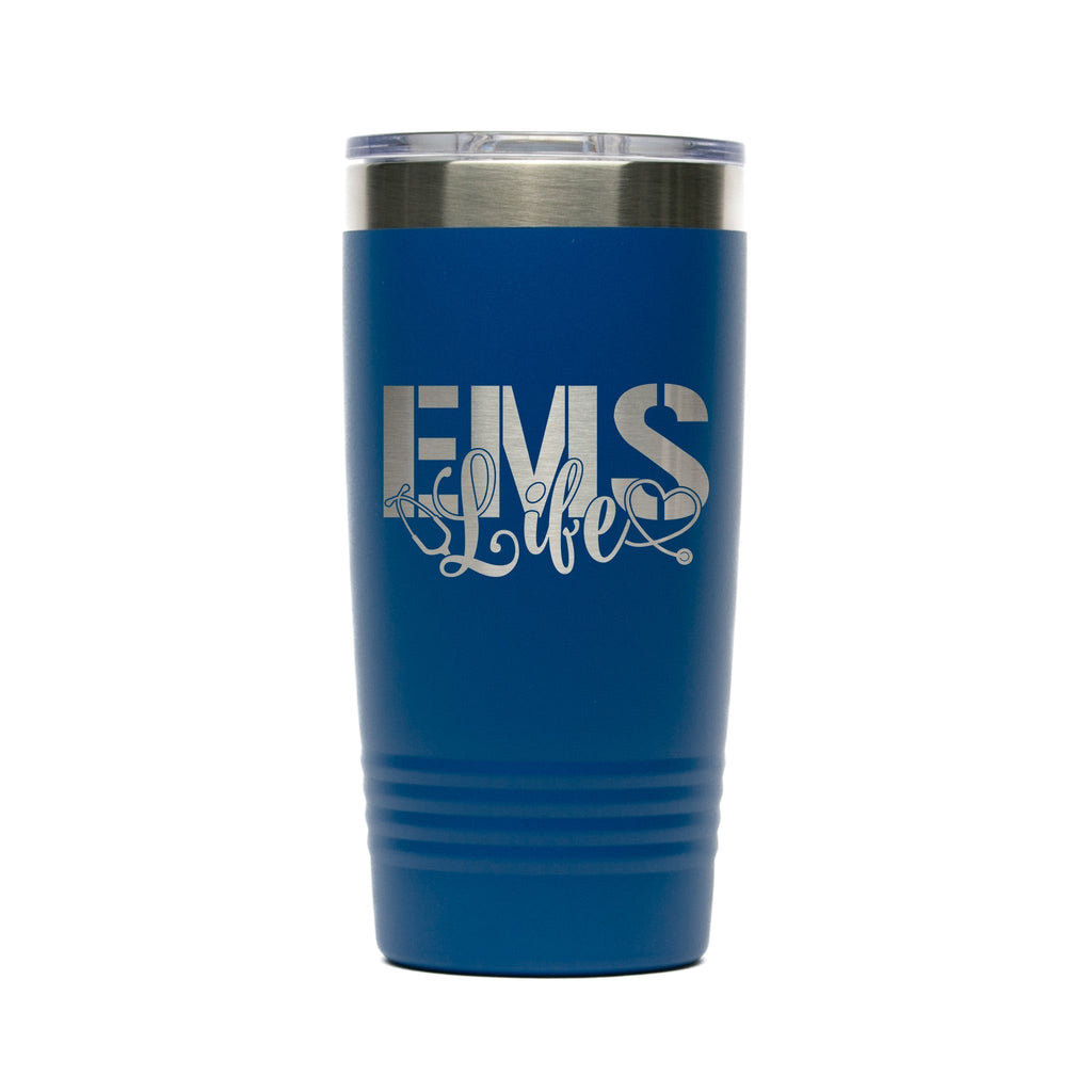 Personalized laser engraved Polar Camel 20oz Tumbler in Royal Blue, custom name gift
