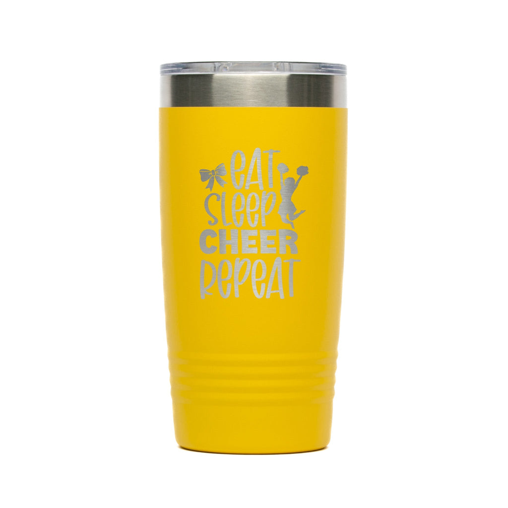 Personalized laser engraved Polar Camel 20oz Tumbler in Yellow, custom name gift